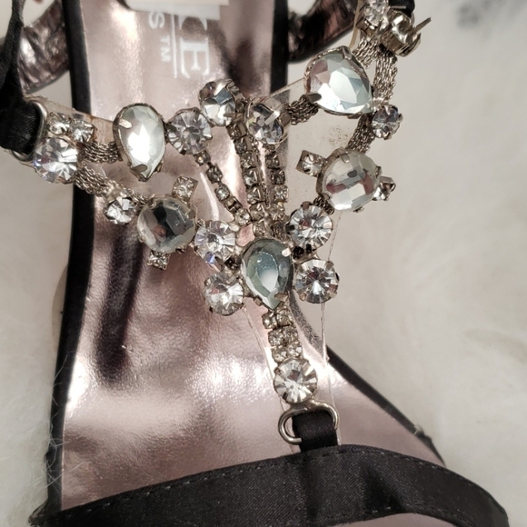 Pleaser Black Evening Heels with Rhinestone Accent - Picture 2 of 4